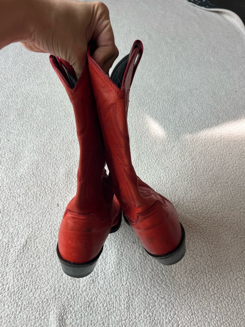 VINTAGE JUSTIN RED / ORANGEY COWGIRL BOOTS WOMENS 6 - Picture 5 of 8